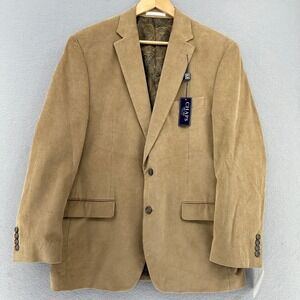 Chaps Tan Corduroy Blazer Jacket 42R Sport Coat NWT Cotton 2 Button Professor